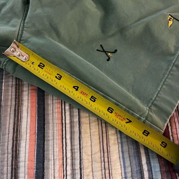 J. Crew Mens Chino Shorts Mid-Rise Golf Embroidered Flat Front Green Size 36 - Picture 8 of 10